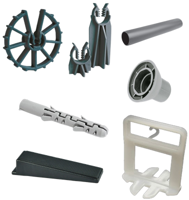 Çim Plastik, Wheel Spacers, Rebar Clips, Pile Cage Spacers, Pipe For Protection Tie-Rod, PVC Chamfers, Plastic Anchor, Isolation Anchor, Tile Crosses, Anchor Hook